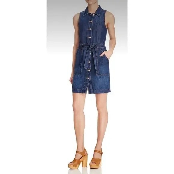 J Brand Medium Indigo Denim Dress Y2k Comfort Stylish - Picture 1 of 13